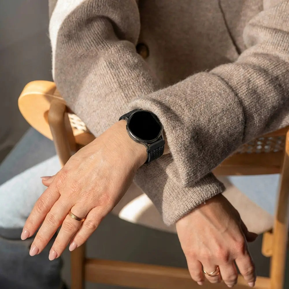 Bandz Amazfit Active 3 Premium vintage nylon band (zwart)