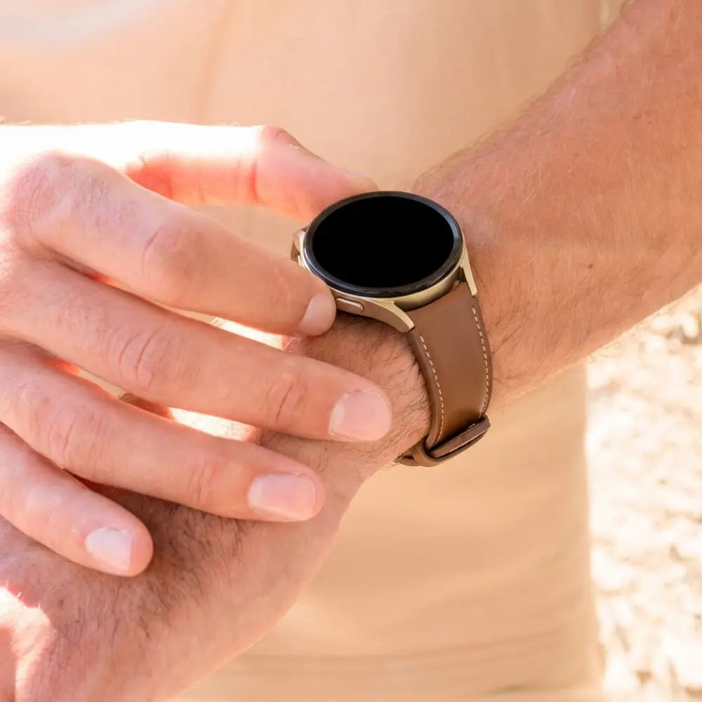 Bandz Samsung Galaxy Watch 7 - 40mm lederen band 'Easy fit' (bruin)