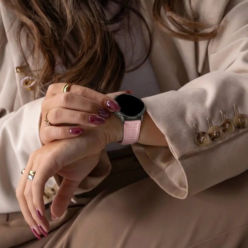 Bandz Garmin Approach S42 Leather Strap Crocodile Grain (Pink)