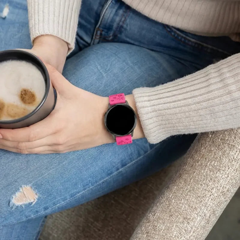 Bandz Garmin Vivoactive 5 Silicone Strap 'Flowers' (Bright Pink/Starlight)