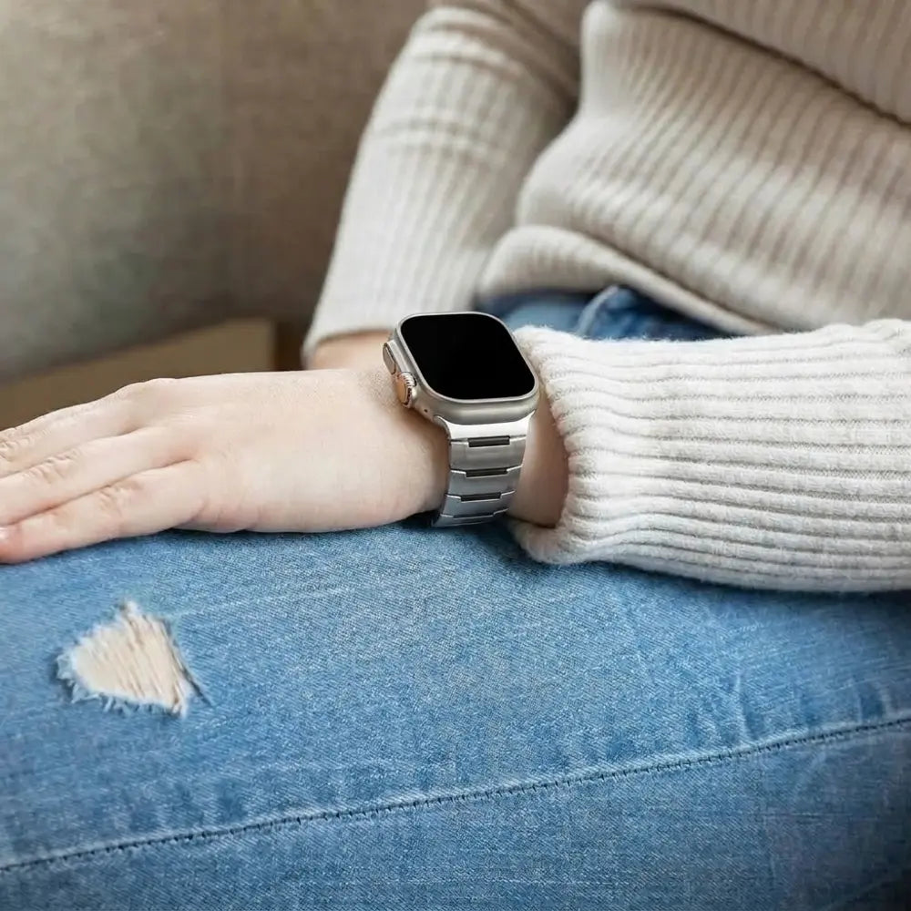 Apple Watch Ultra stalen hybrid band (titanium/zwart)