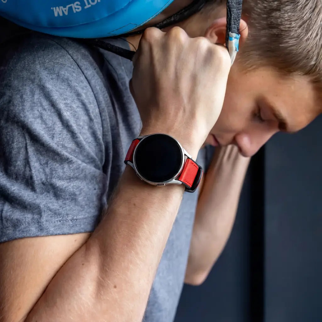 Samsung Galaxy Watch 3 45mm leren hybrid bandje (rood)