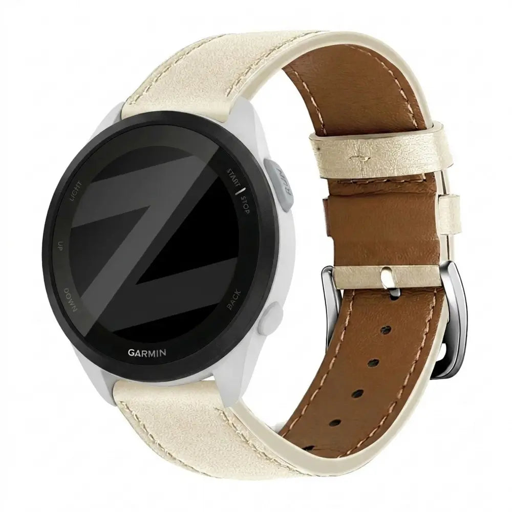 Bandz Garmin Forerunner 165 Leather Strap 'Deluxe' (Beige)