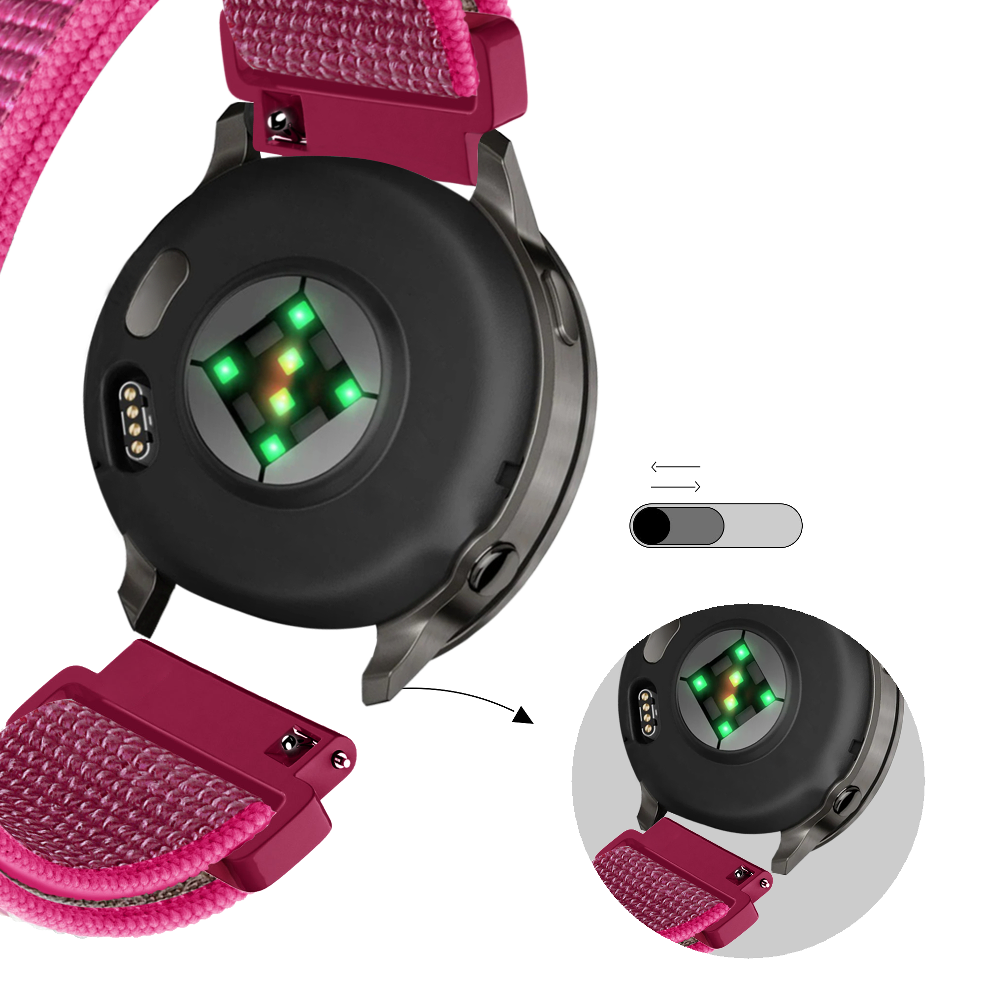 Bandz Garmin Forerunner 265s Nylon Loop Strap (Dragonfruit)