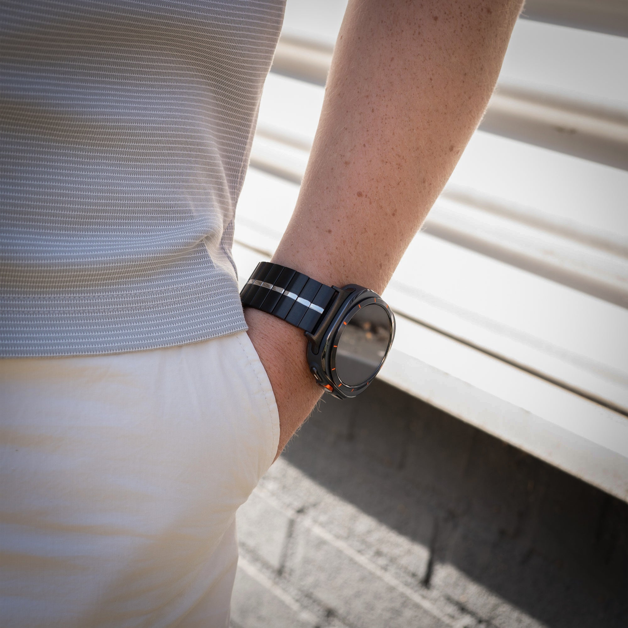 Samsung Galaxy Watch Ultra Premium Metal Strap (Black/Silver)