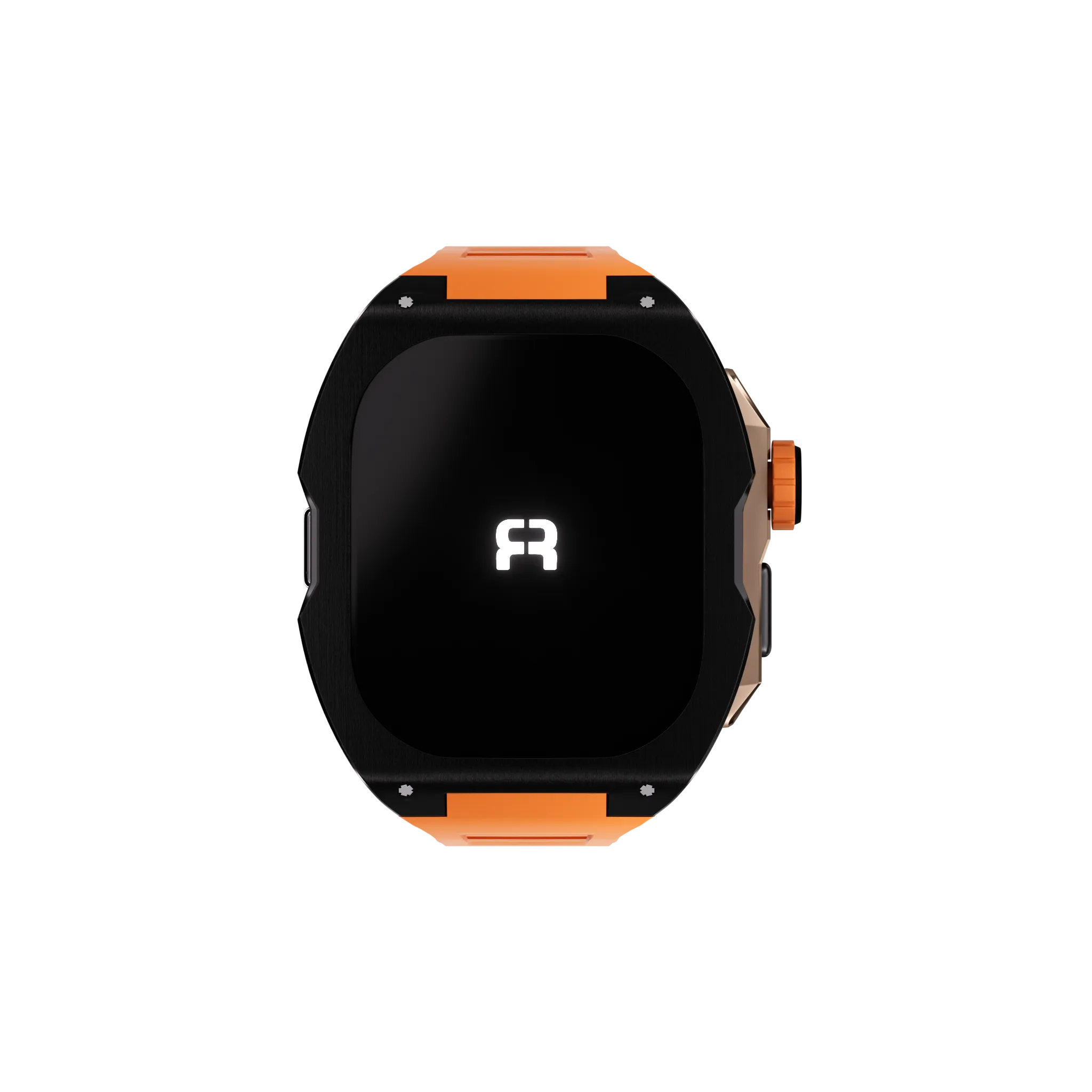Reqior Apple Watch Ultra case met rubberen band (zwart/oranje)