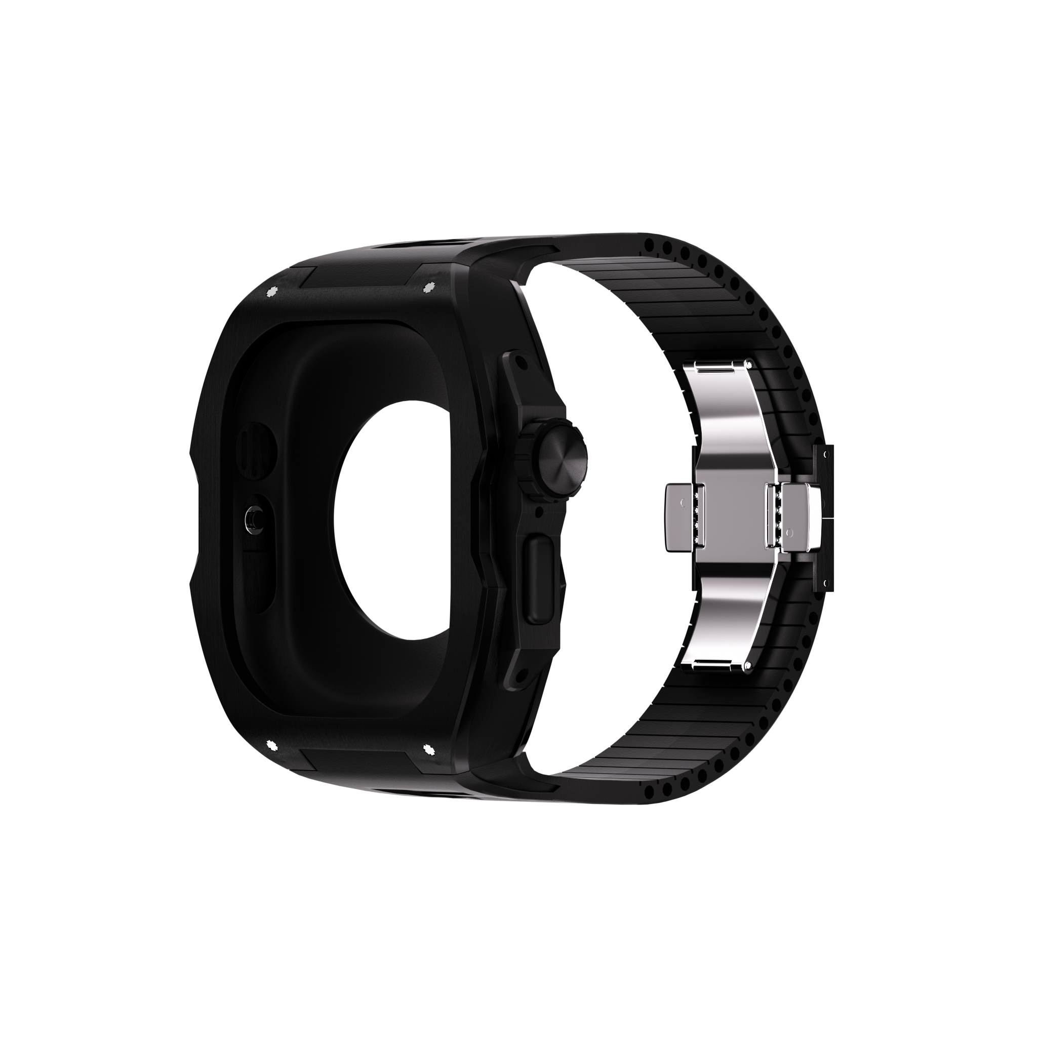 Reqior Apple Watch Ultra case met rubberen band (zwart)
