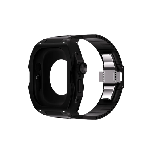 Reqior Apple Watch Ultra case met rubberen band (zwart)