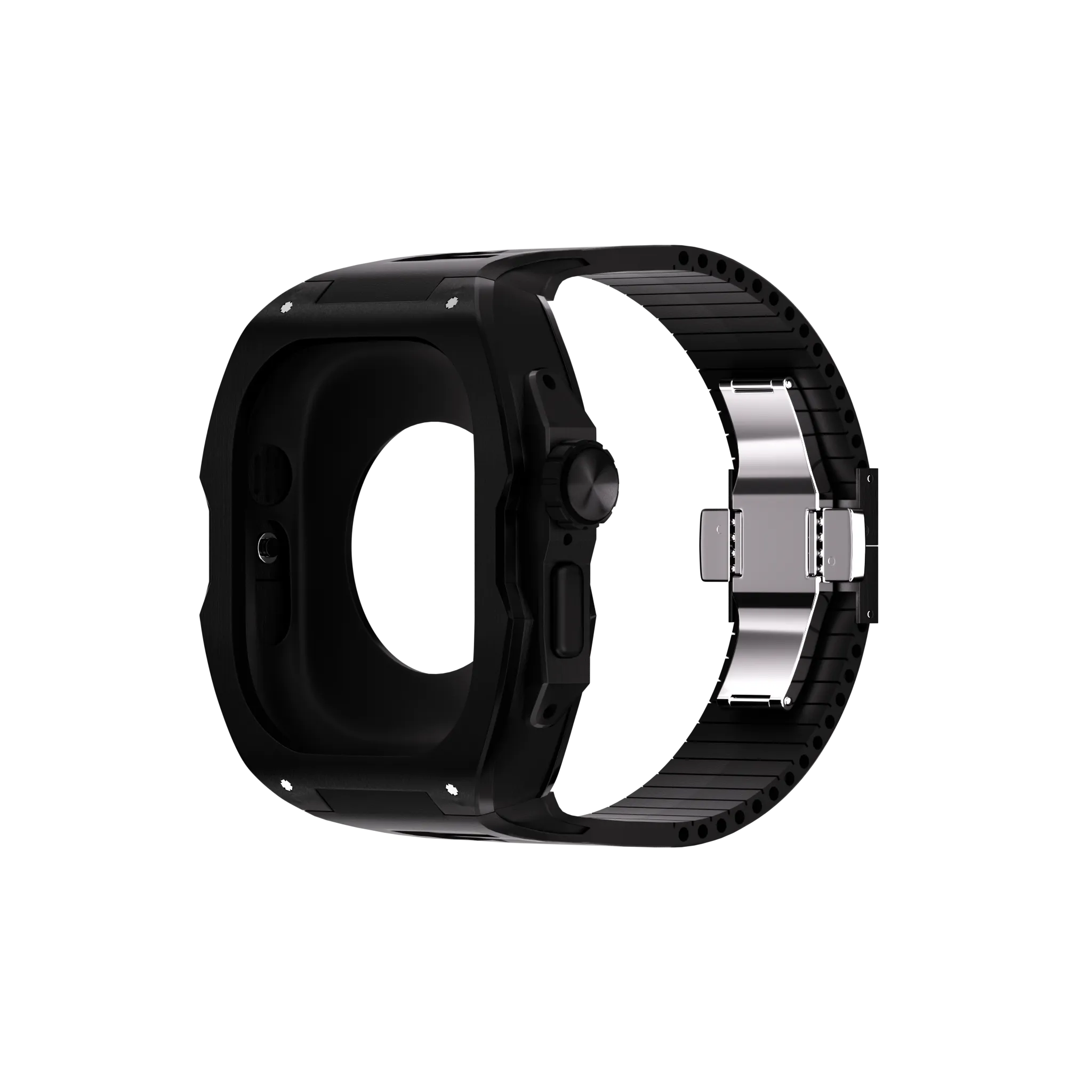 Reqior Apple Watch Ultra case met rubberen band (zwart)