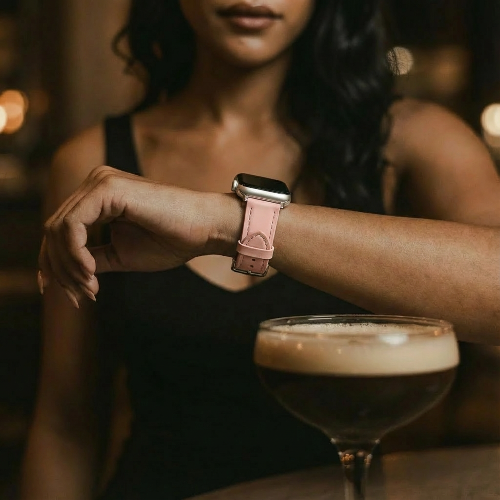 Apple Watch slimfit leren band (roze)