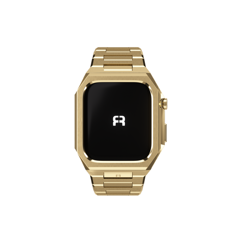 Reqior Apple Watch 45mm case met stalen band 'Nautilus' (goud)
