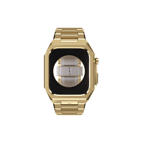 Reqior Apple Watch 45mm case met stalen band 'Nautilus' (goud)