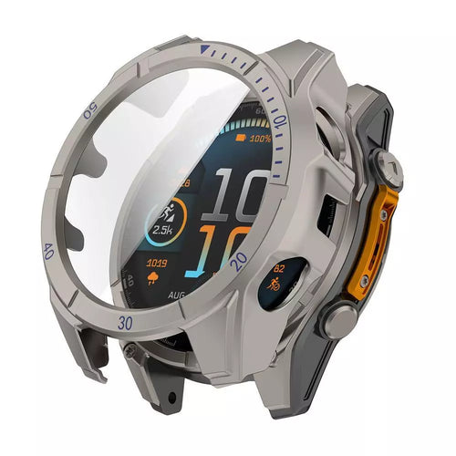 Garmin Fenix 8 - 47mm SOLAR hard case met glas (titanium/blauw)