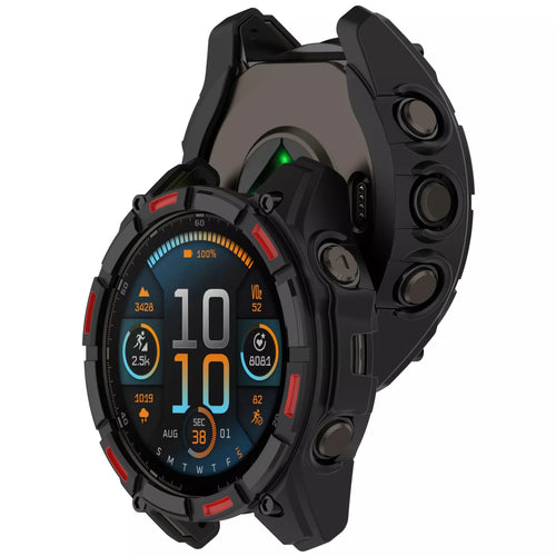 Garmin Fenix 8 - 51mm SOLAR Rugged TPU case (zwart/rood)