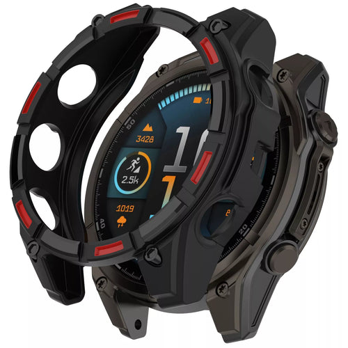 Garmin Fenix 8 - 51mm SOLAR Rugged TPU case (zwart/rood)