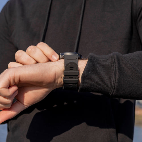 Garmin Fenix 5x / 6x glossy silicone band (zwart)