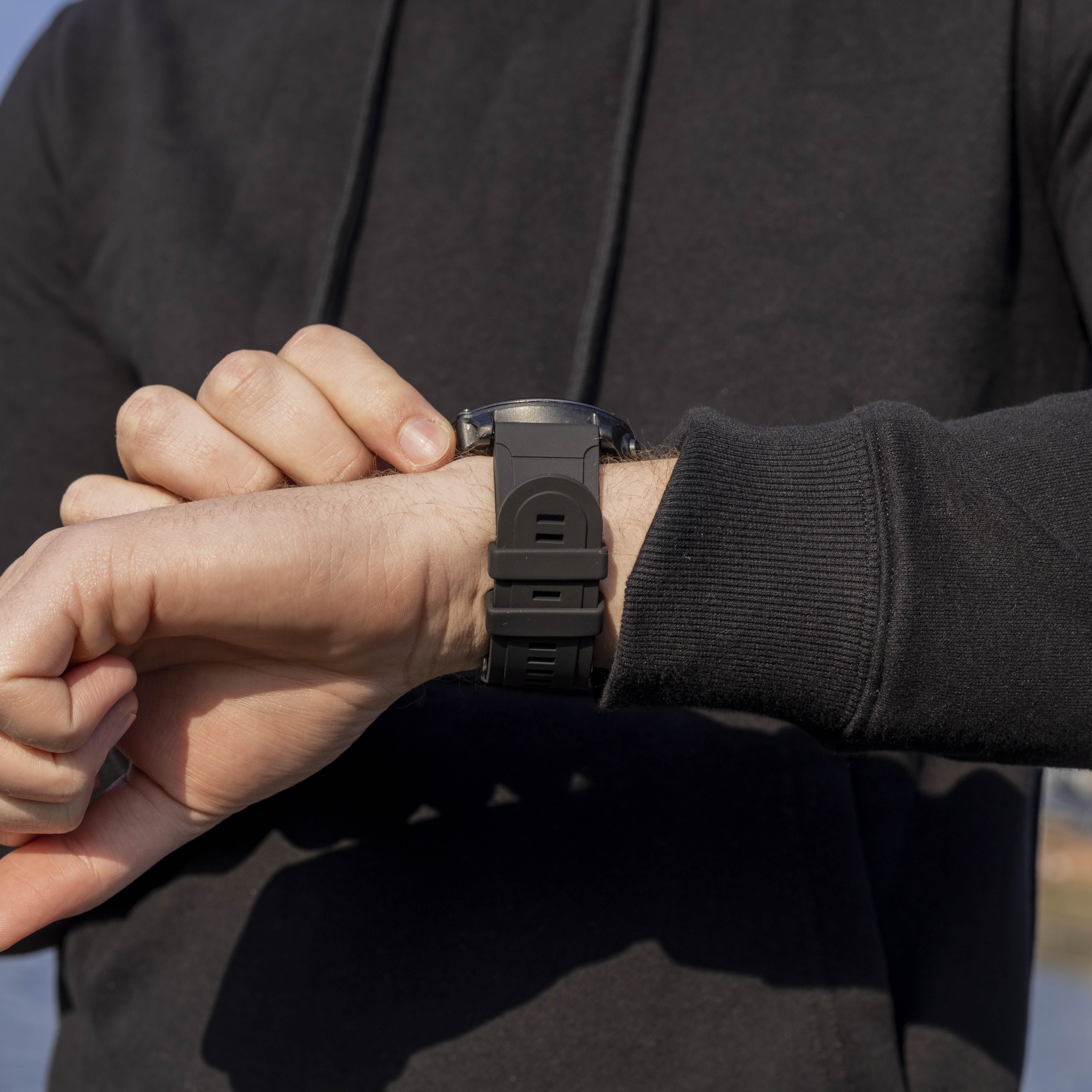 Garmin Fenix 5x / 6x glossy silicone band (zwart)