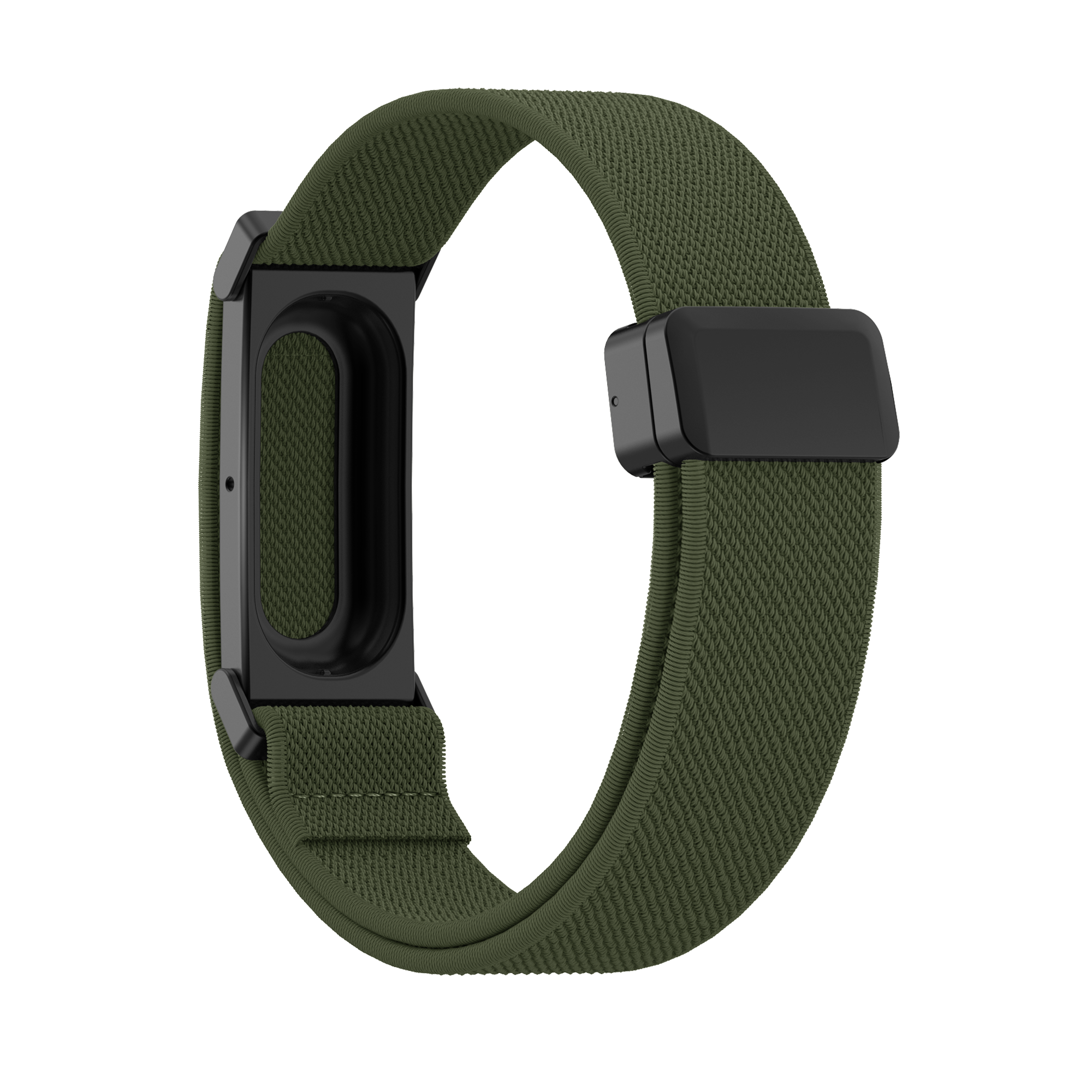 Bandz Fitbit Air biceps nylon band met D-buckle (legergroen)