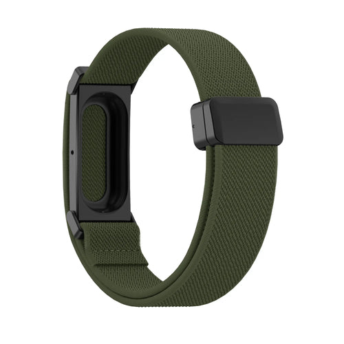 Bandz Fitbit Air nylon band met D-buckle (legergroen)