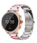 Fossil Gen 5e 42mm stalen band zilver/roze