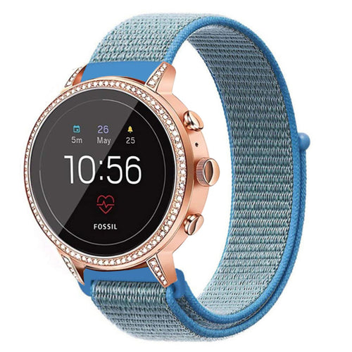 Fossil Gen 4 Venture (HR) nylon band (blauw)