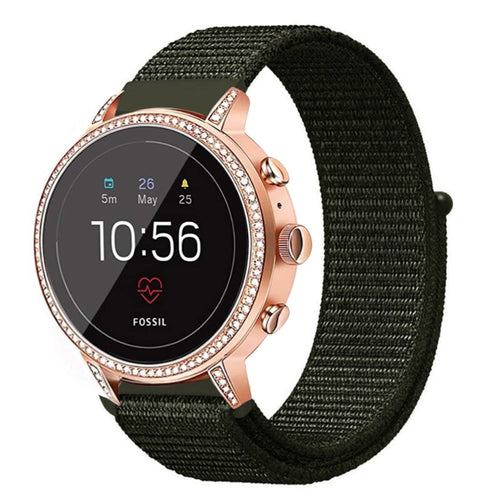 Fossil Gen 4 Venture (HR) nylon band (donkergroen)