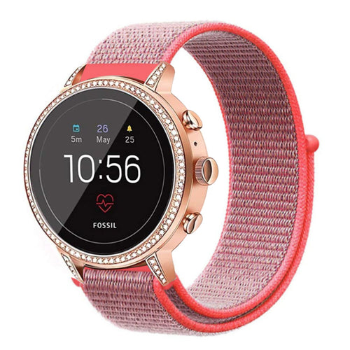 Fossil Gen 4 Venture (HR) Nylon Strap (Pink/Red)