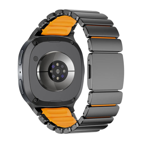 Bandz Samsung Galaxy Watch 8 - 40mm titanium band 'Hybrid' (zwart/oranje)