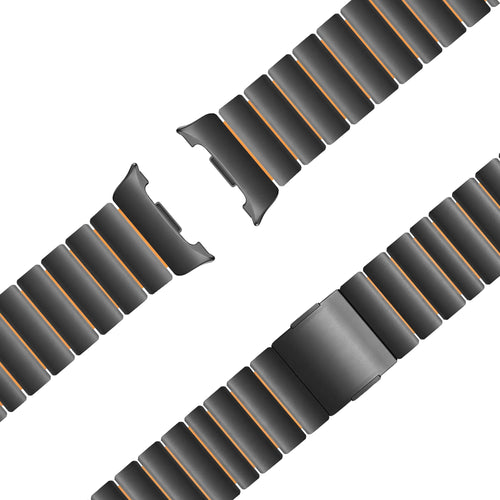 Bandz Samsung Galaxy Watch 8 - 40mm titanium band 'Hybrid' (zwart/oranje)