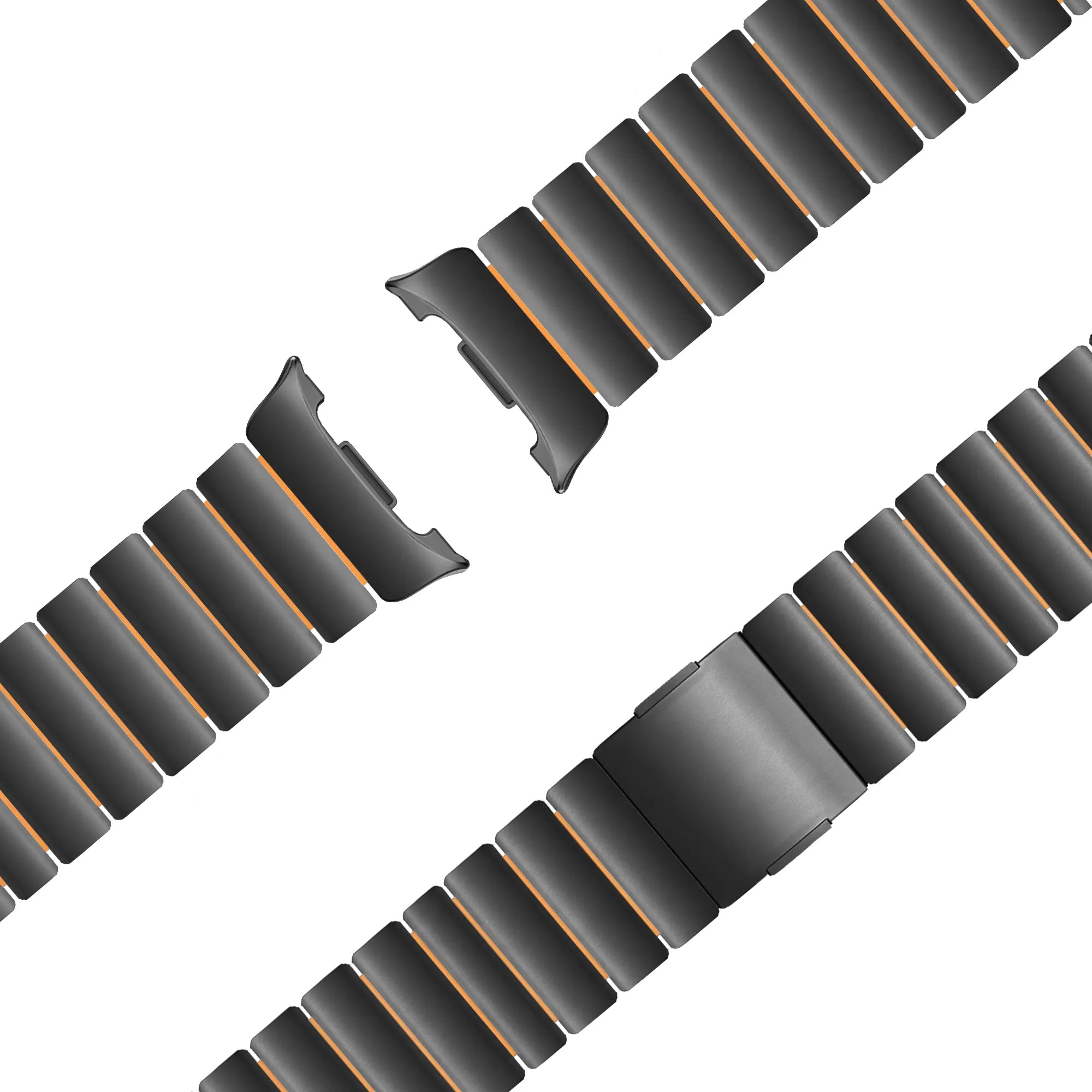 Bandz Samsung Galaxy Watch 8 - 40mm titanium band 'Hybrid' (zwart/oranje)