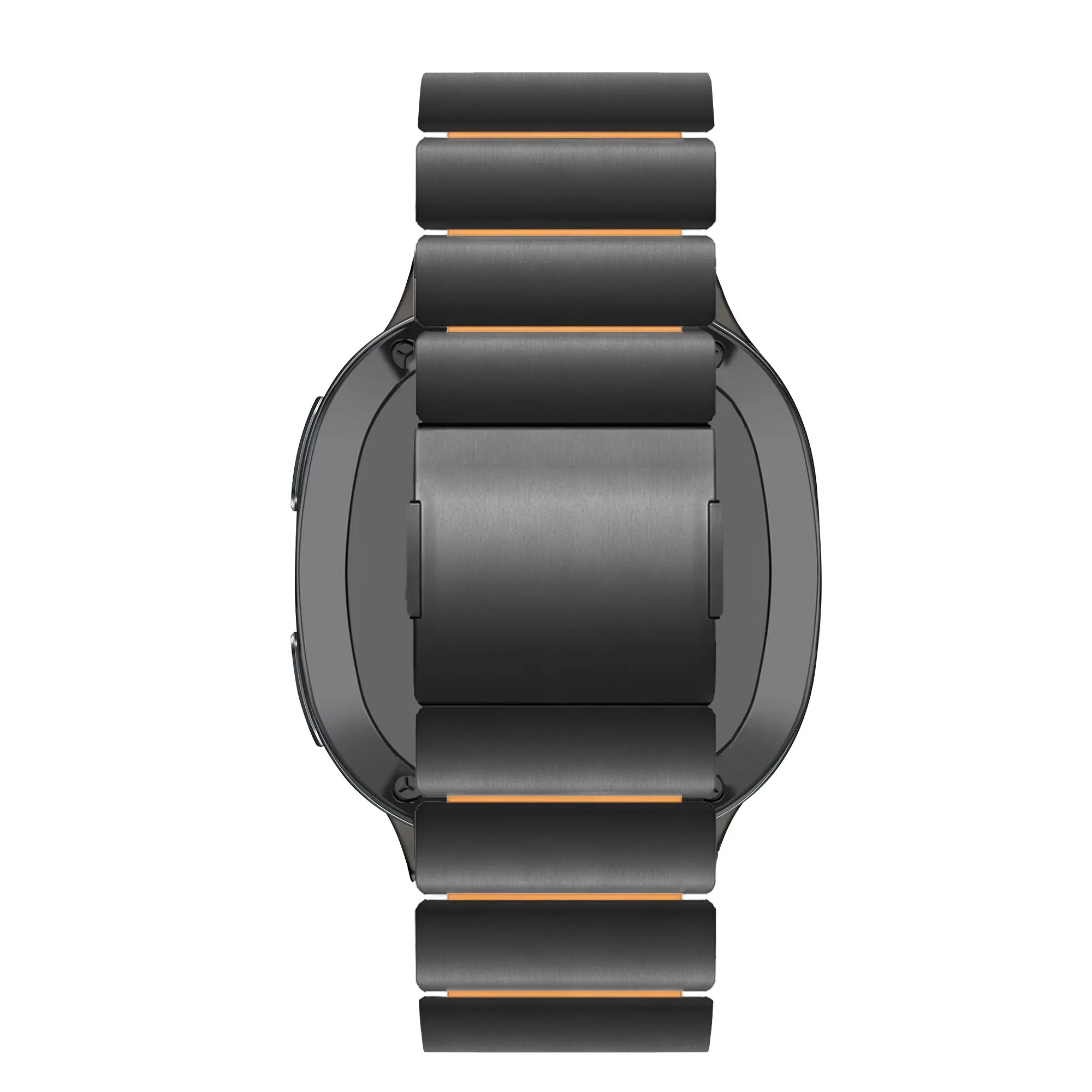 Bandz Samsung Galaxy Watch 8 - 44mm titanium band 'Hybrid' (zwart/oranje)