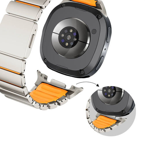 Bandz Samsung Galaxy Watch 8 - 40mm titanium band 'Hybrid' (titanium/oranje)