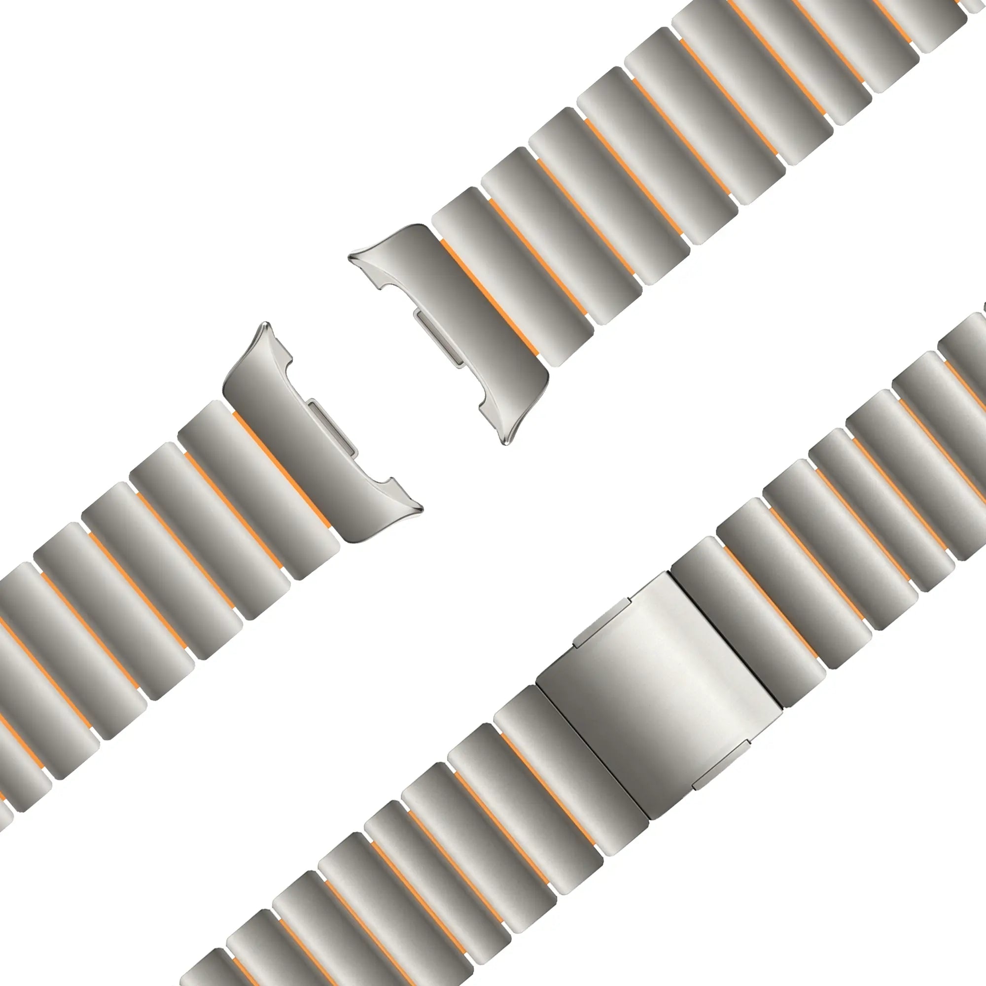 Bandz Samsung Galaxy Watch 8 Classic titanium band 'Hybrid' (titanium/oranje)