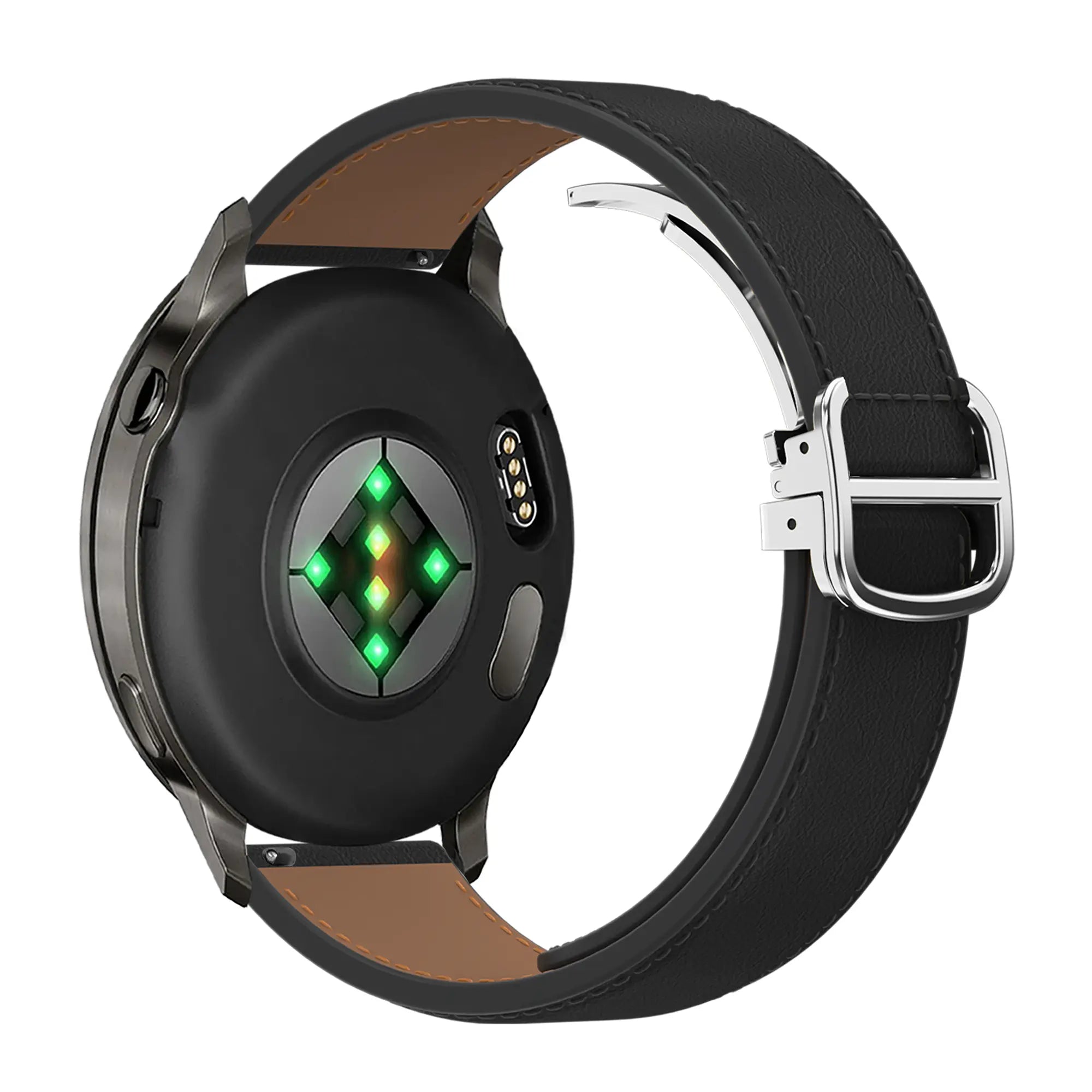 Bandz Garmin Venu SQ 2 Leather Strap 'D-Type' (Black)