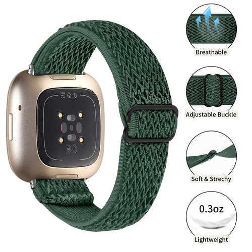 Fitbit Versa 4 elastisch bandje (groen)