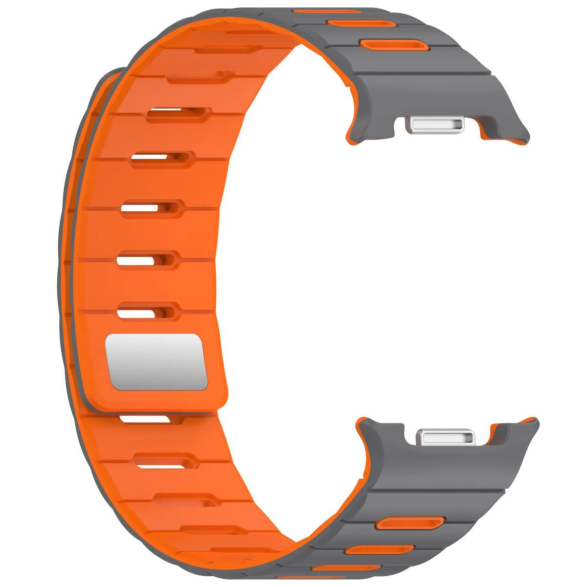 Samsung Galaxy Watch 9 - 44mm Magnetic Silicone Strap (Dark Grey/Orange)