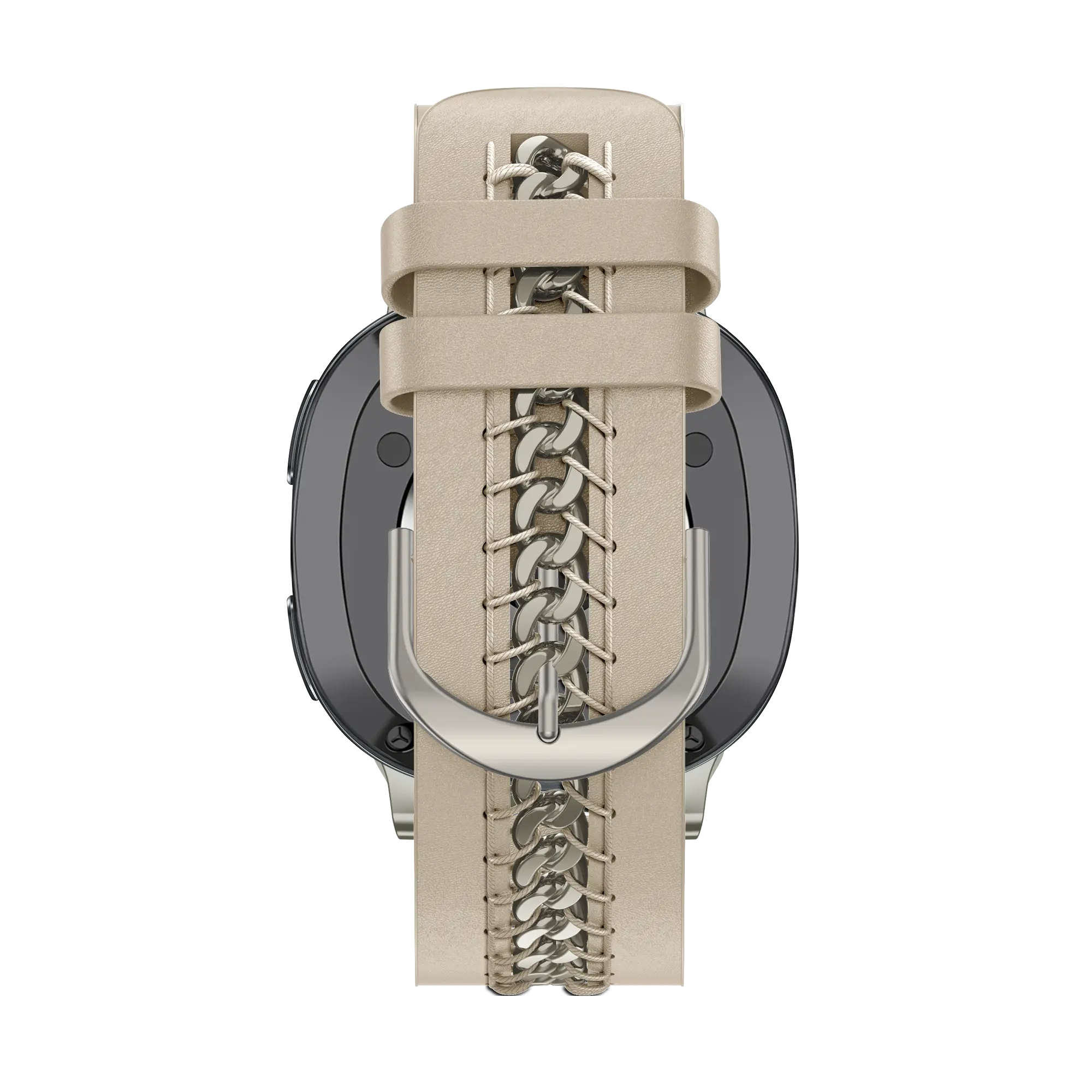 Bandz Samsung Galaxy Watch 8 - 40mm Leather Strap 'Chains' (Beige)