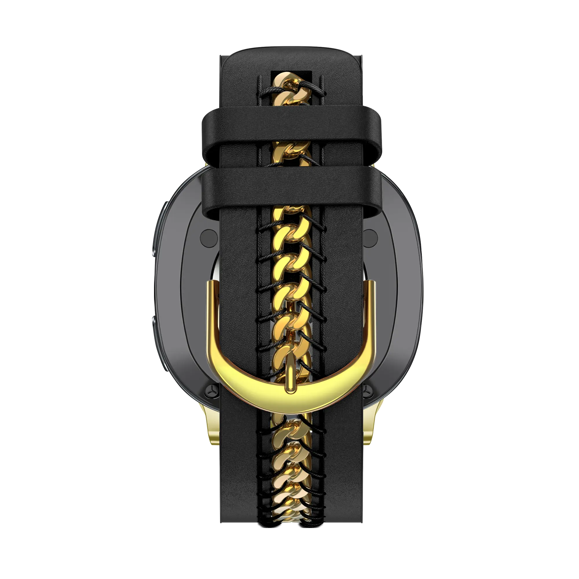 Bandz Samsung Galaxy Watch 8 - 44mm leren band 'Chains' (zwart)