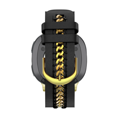 Bandz Samsung Galaxy Watch 8 Classic leren band 'Chains' (zwart)