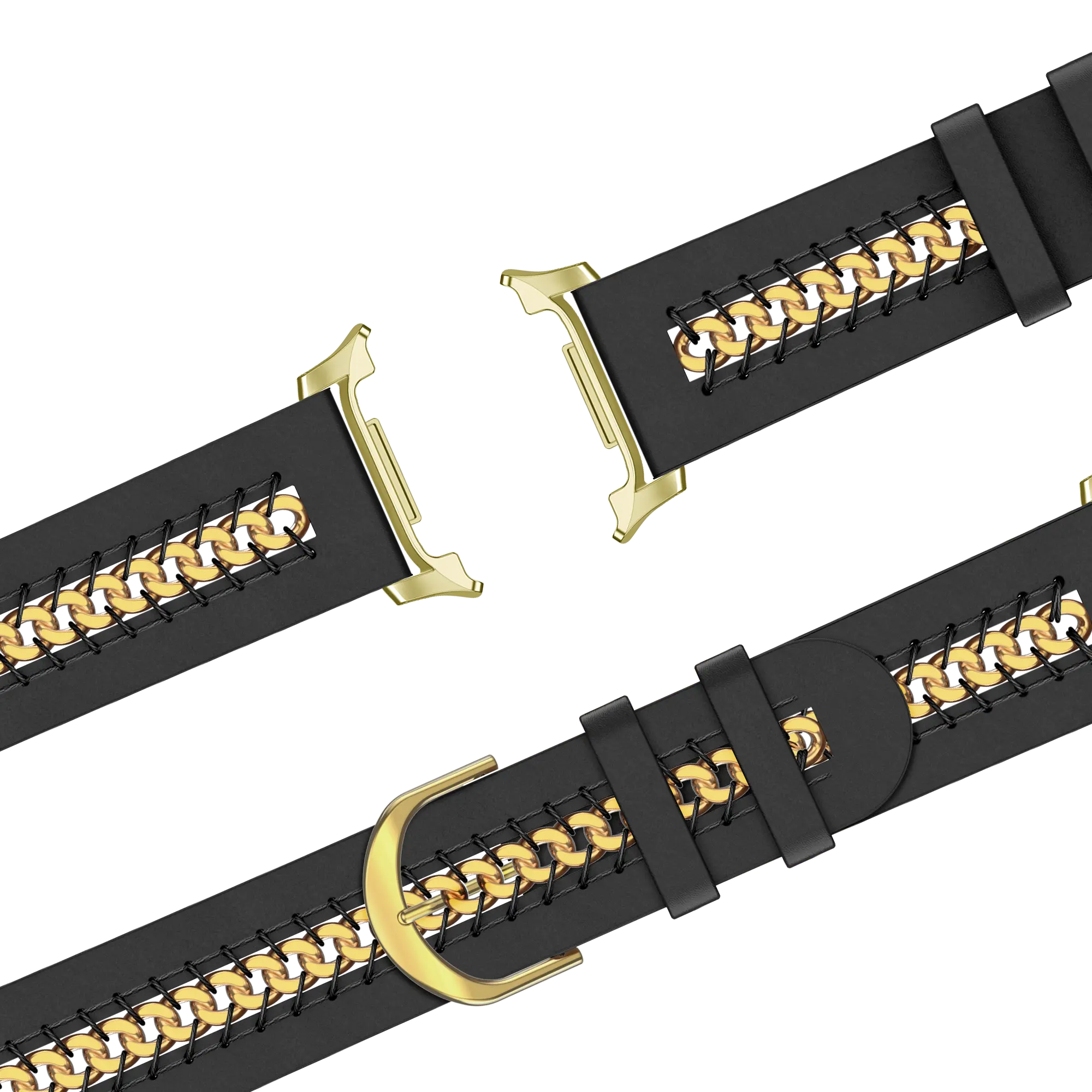 Bandz Samsung Galaxy Watch 8 - 40mm leren band 'Chains' (zwart)