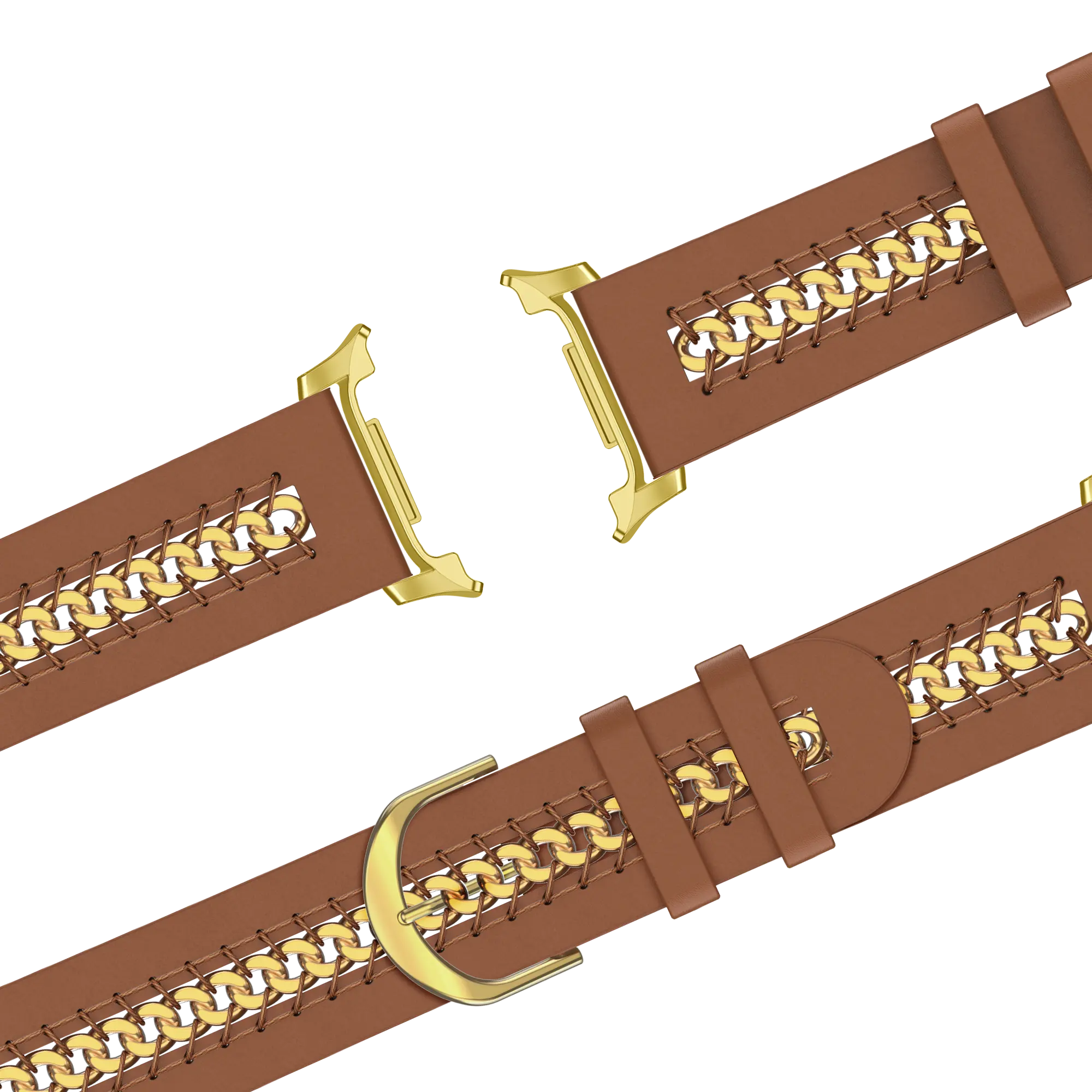 Bandz Samsung Galaxy Watch 8 - 40mm Leather Strap 'Chains' (Brown)