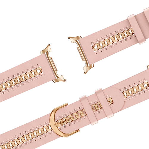 Bandz Samsung Galaxy Watch 8 - 40mm Leather Strap 'Chains' (Pink)