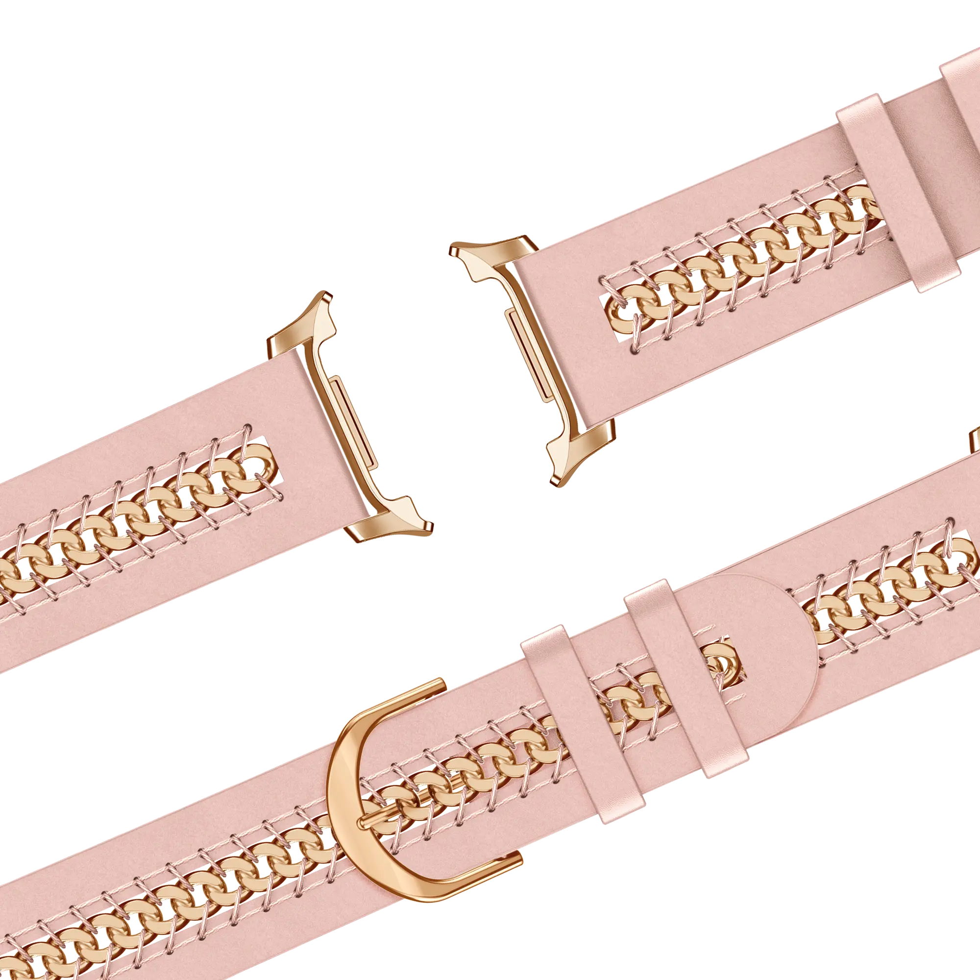 Bandz Samsung Galaxy Watch 8 - 40mm Leather Strap 'Chains' (Pink)
