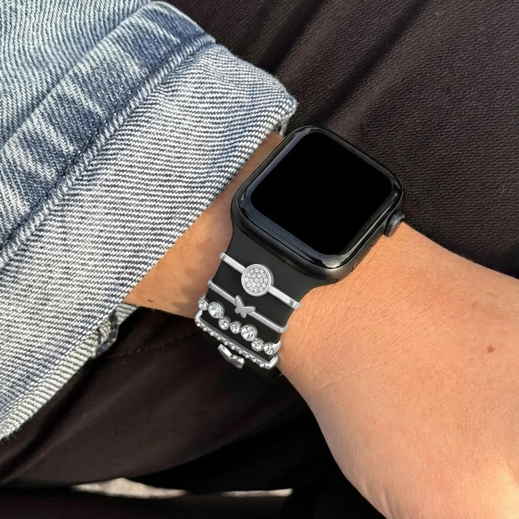 Horlogeband charm - vlinders (zilver)