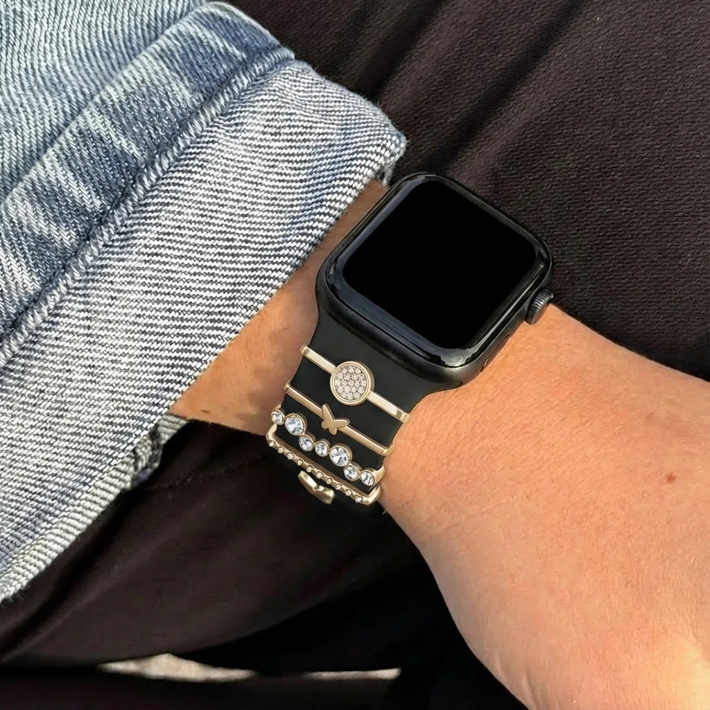 Horlogeband charm - vlinders (goud)