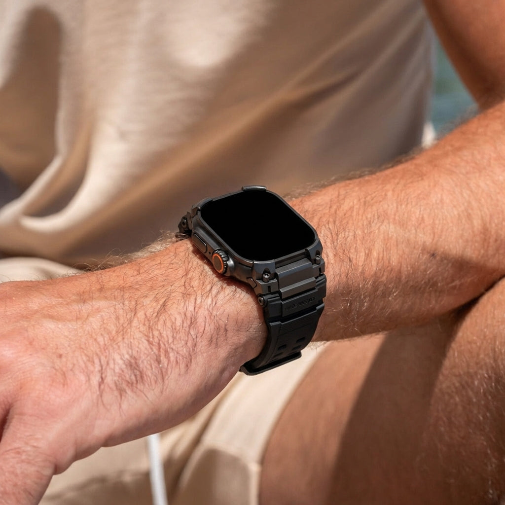 Apple Watch Ultra four claw' siliconen band (zwart met zwart)