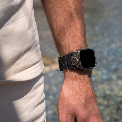 Apple Watch Ultra four claw' siliconen band (zwart met zwart)