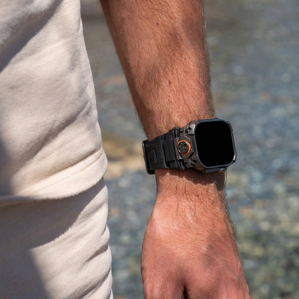 Apple Watch Ultra four claw' siliconen band (zwart met zwart)
