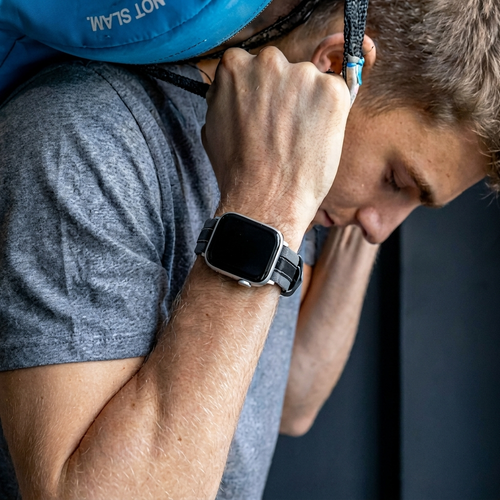 Apple Watch slim hybrid leren band (grijs/zwart)