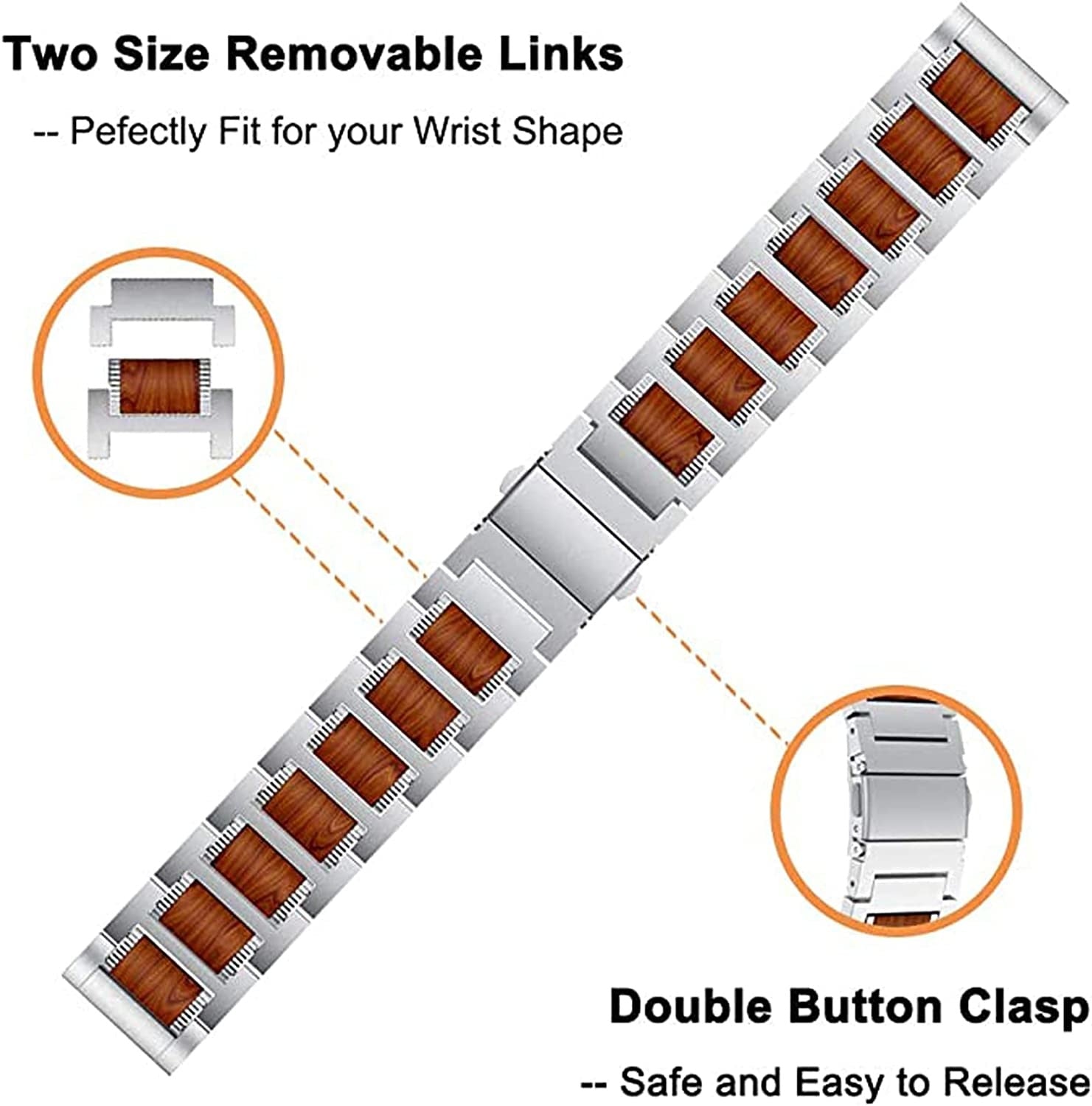Amazfit Bip 6 houten/stalen band (zilver)